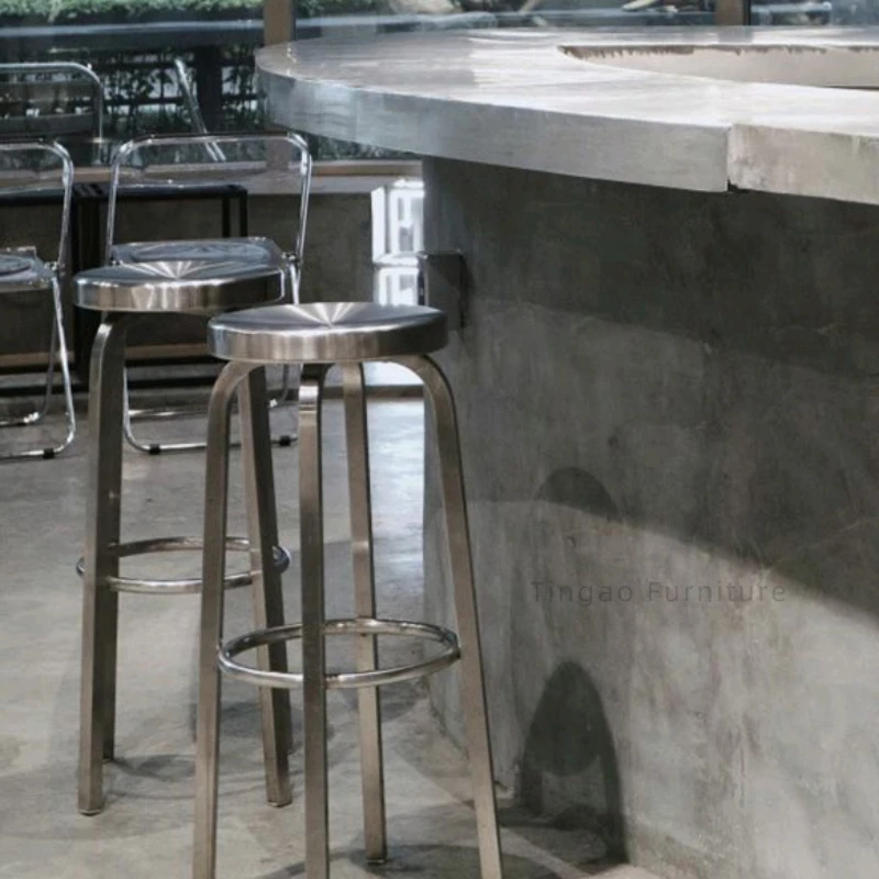 Stainless Steel Metal Solid Chair Modern Luxury Round High Stool Bar Restaurant Chairs Interior Creative Design Decorative Chair