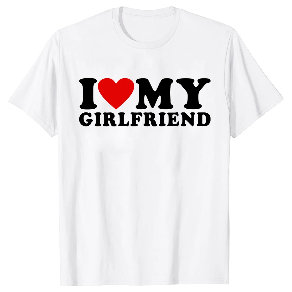 I Love My Girlfriend So Please Stay Away From Me Summer New Love Couple Funny Short Sleeve Round Neck Print T-Shirt