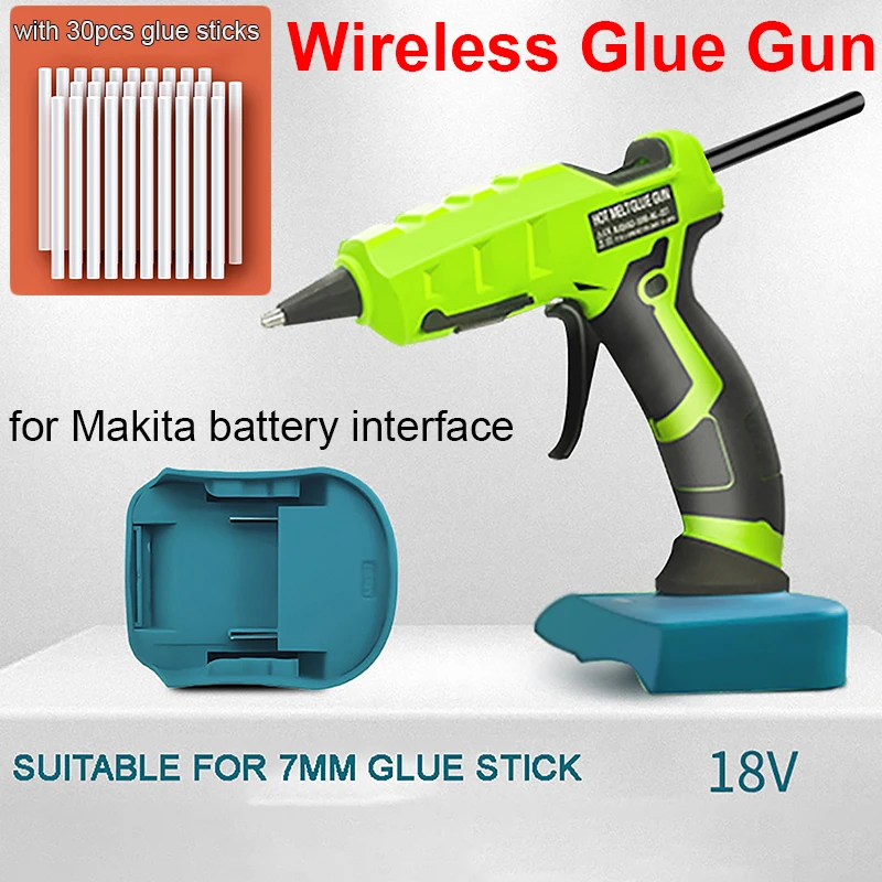 

Wireless Lithium Battery Glue Gun with 30pcs 7mm Diameter Glue Stick for Makita Batteries Hot Melt Glue Gun for Home DIY