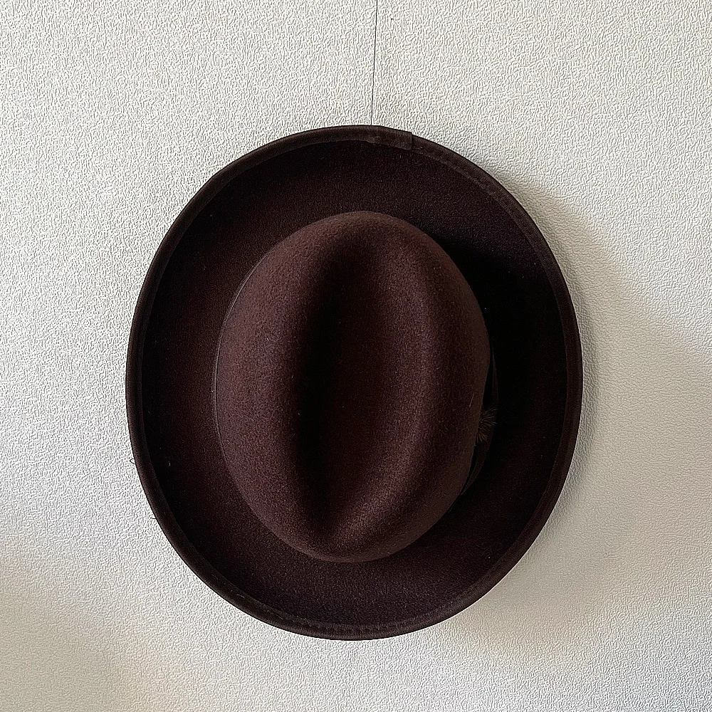 Fedora Hut Premium rosa Fedora Hut neue Frauen gekräuselte Schleife bunte Filzhut Männer konkave Top kurze Party Hut – Detail 28