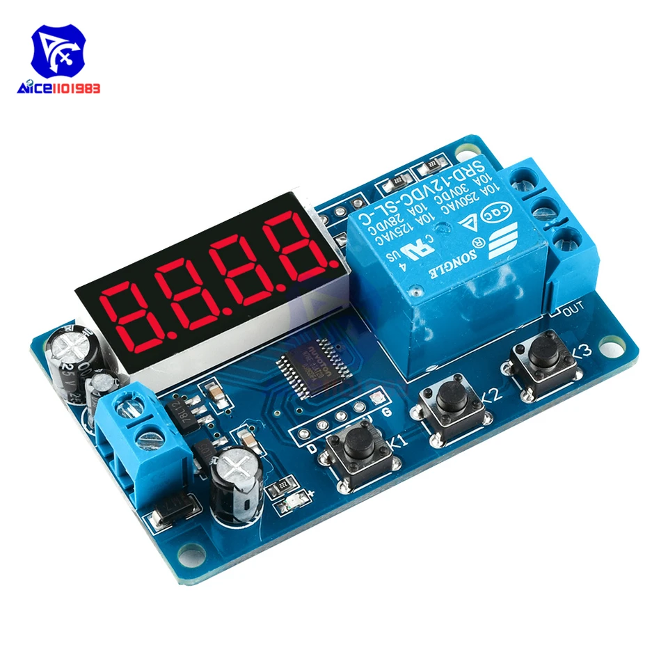 Akozon Timer Relay Module DC 12V Cycle Timer Delay Switch Modulo