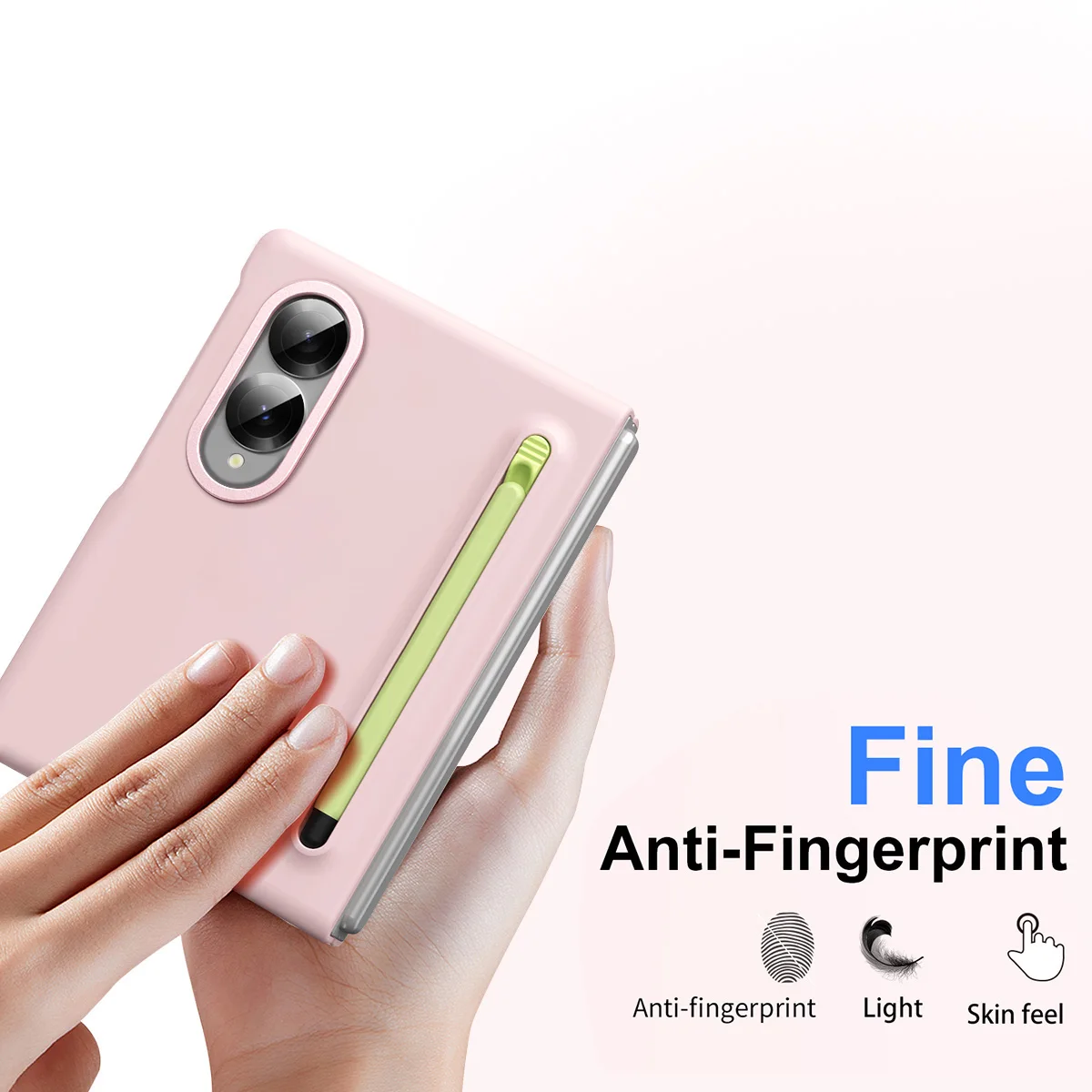 Wide Matte Folding Case with S Pen Slot & Built-in Tempered Glass Film