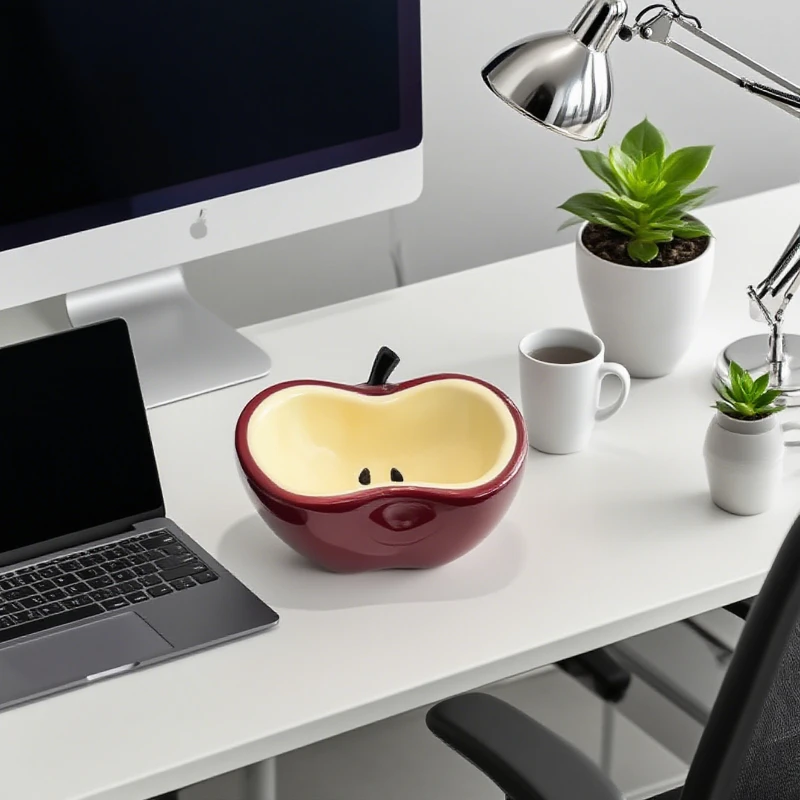 Ceramic Apple Ashtray with Cover for Living Room Decoration