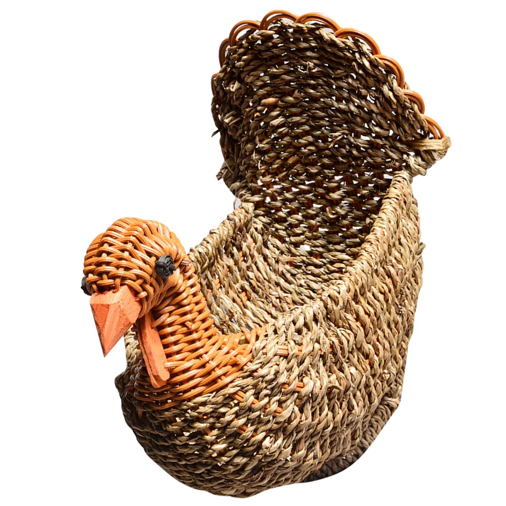

Desktop Decorative Turkey Shaped Weaving Multi-function Woven Basketsss Desktop Snack Organizer Woven Storage Basketsss