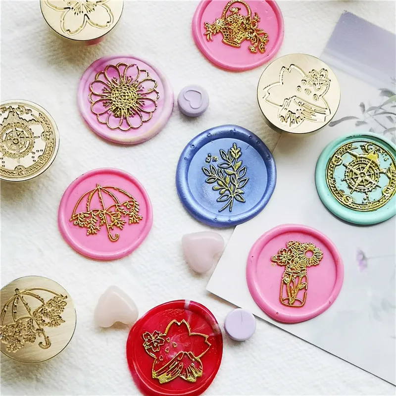 Cherry blossom envelope plant leaves Wax Seal Stamp Retro Antique Sealing Wax Scrapbooking Stamps Wedding Decorative Invitation