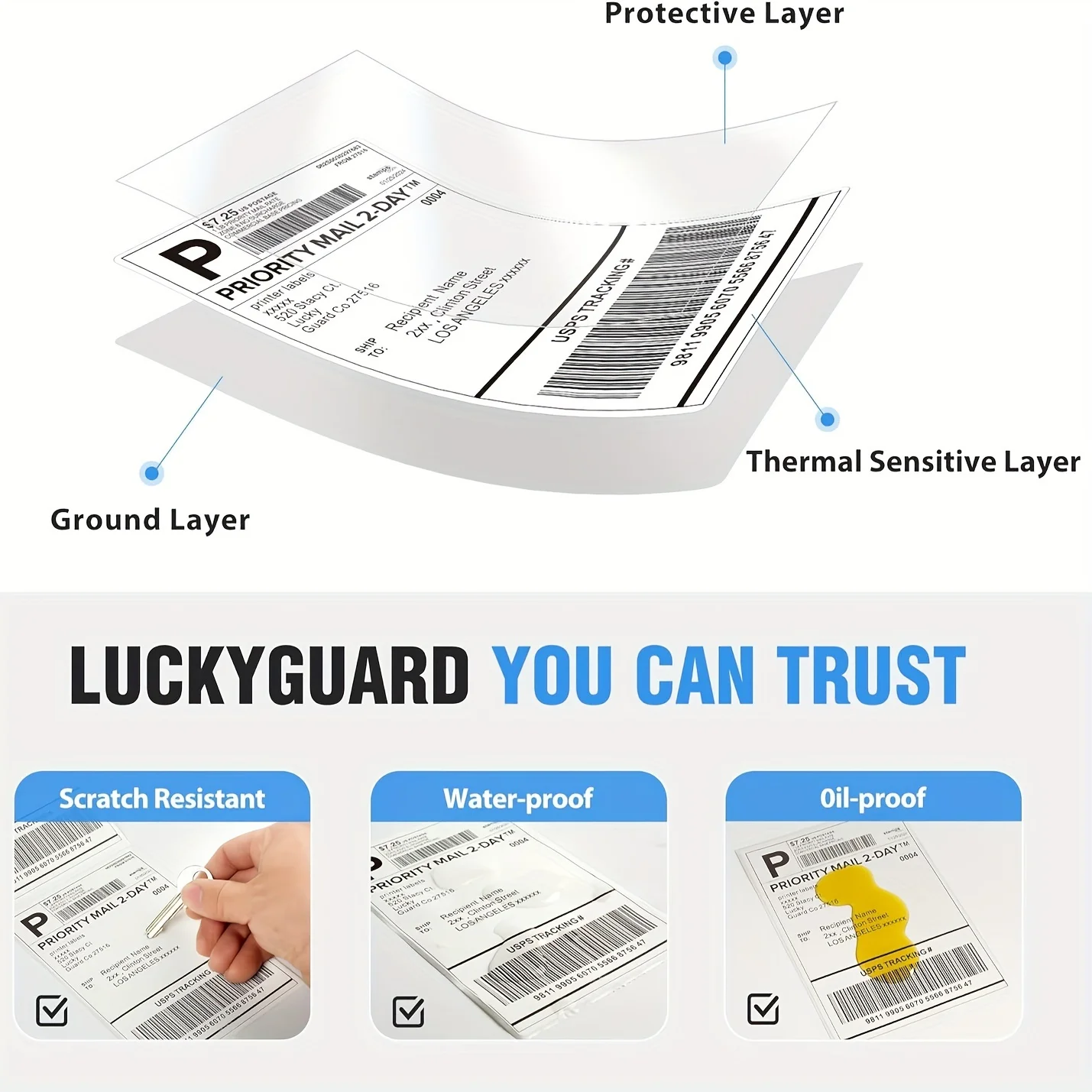500/350 Sheets 4"x6" 4''x4'' Thermal Label Paper 100x150mm Adhesive Stickers For Thermal Shipping Labels Express Barcode Label