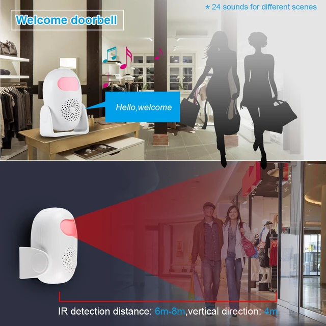KERUI Wireless PIR Motion Sensor Alarm Welcome Chime Alarm Mode and Welcome Mode Infrared Motion Detector 11 Countries Language 6