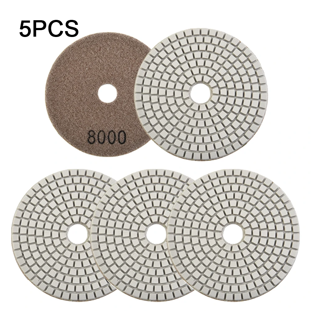 

5Pcs Diamond Polishing Pads 100mm Wet Dry For Granite Concrete Marble Glass Stone Sanding Cleaning Polisher Grinder Tools
