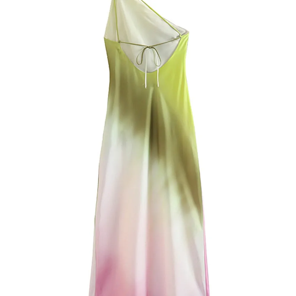 

VOLALO Tie Dye Long Dress Women Asymmertic Satin Backless Dress Woman Off Shoulder Sexy Evening Party Midi Summer Dresses
