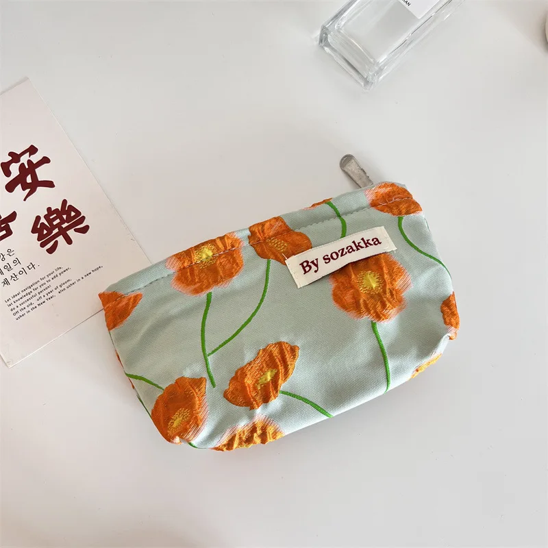 Französisch Geprägte Blumen Reise Kosmetische Lagerung Tasche Brieftasche Nette Frauen Make-Up Kits Handtaschen Telefon Bleistift Fall Organizer Tasche – Detail 12