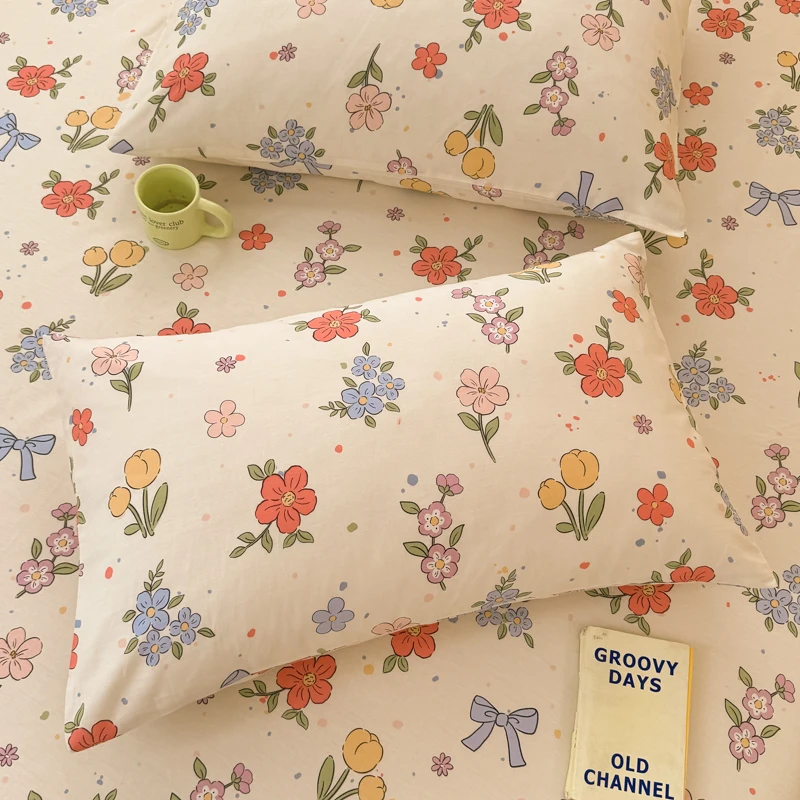 Single Item Bed Hat 100% Cotton Print Bedspread Double Mattress Cover 360 Degree Wrap with Elastic Sheet Set Skin Friendly 200 4