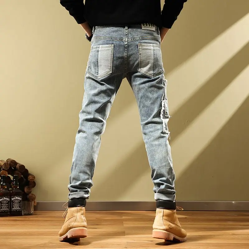 Harem Jeans for Men Vintage Korean Fashion Summer Mens Cowboy Pants Elastic Slim Fit Cotton Retro Free Shipping Stretch Trousers