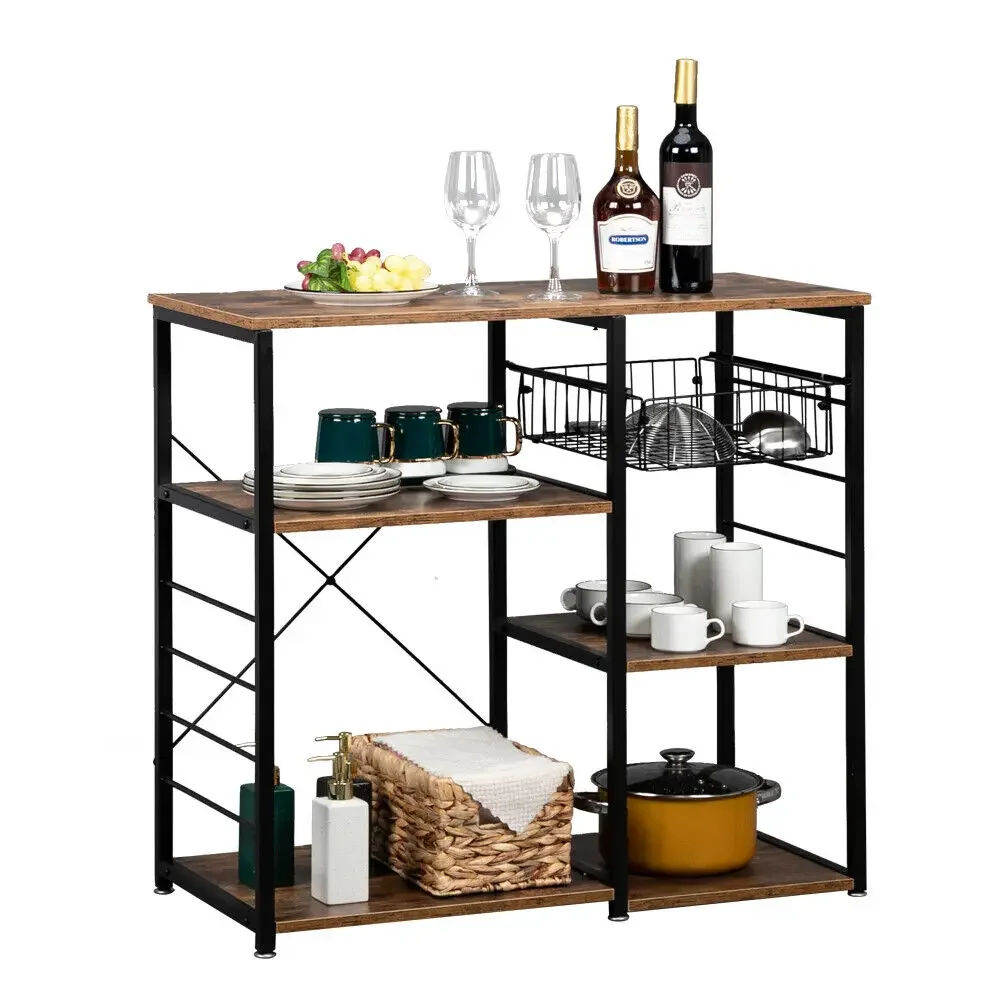 US Microwave Oven Stand, Kitchen Bakers Storage Rack, Small Coffee Bar Station 6