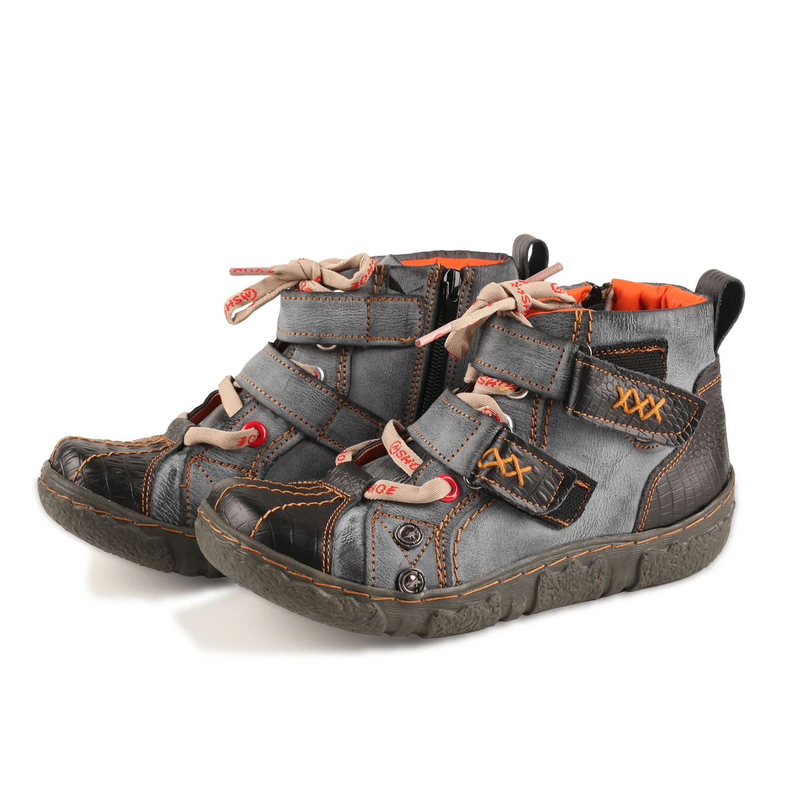 

SHOELANDER Spring and Autumn Wash PU and Leather Women's Ankle Boots