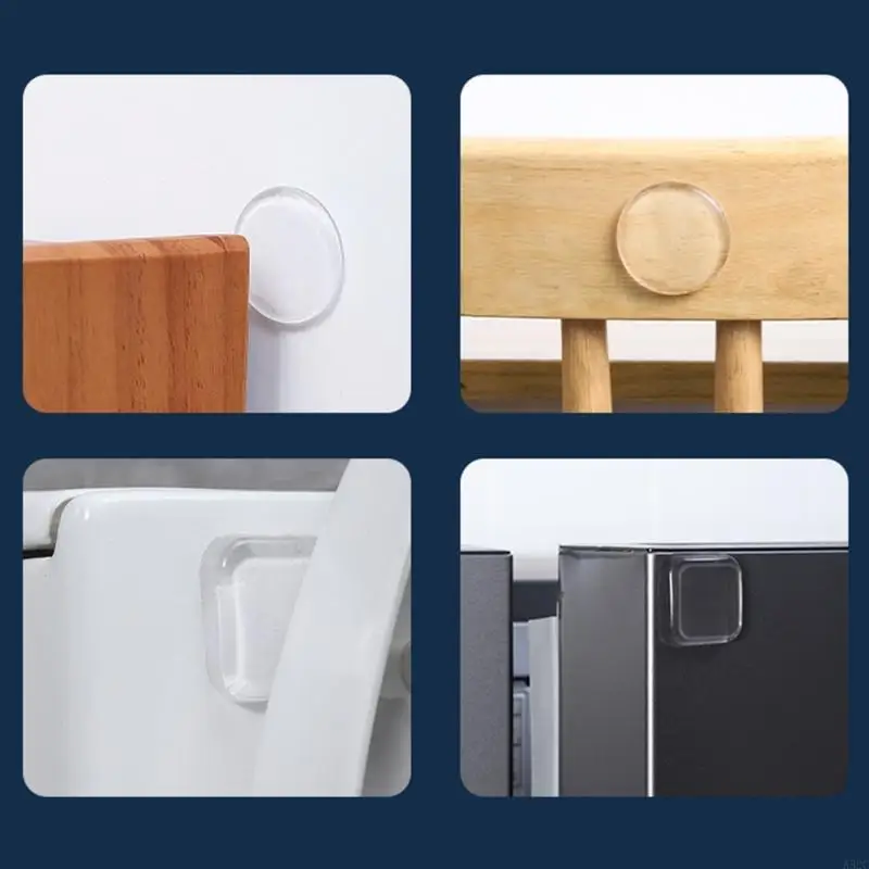 A52C 12pcs/set Versatile Wall Protectors Clear Square Pads on Rubber Guards Absorb Impacts & Reduce Noise Durable