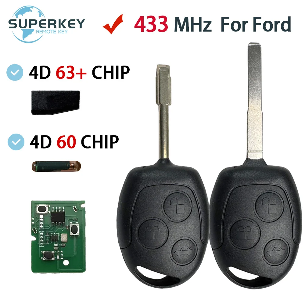 4D60 4D63 For Ford Focus Mondeo Transit connect Courier Fiesta Fusion Galaxy Mondeo C-Max S-Max 433Mhz Remote Control Car Key car remote key car key