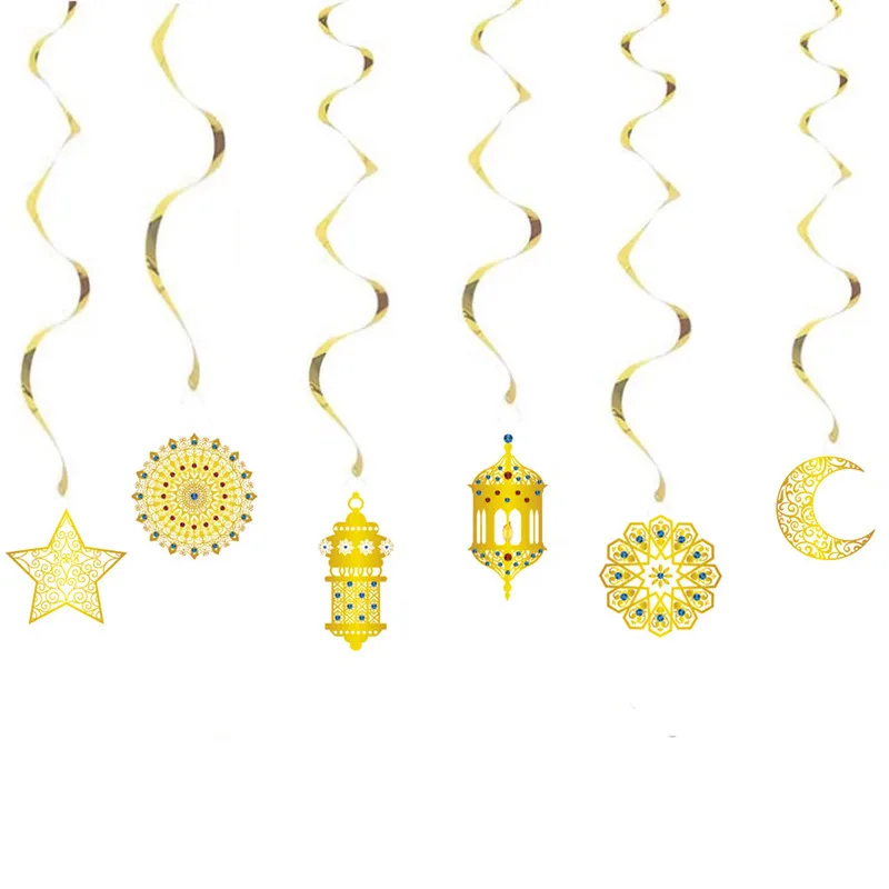 

6 шт. Eid Mubarak Луна Звезда искусственное украшение подвеска Рамадан кареем для мусульманского исламского фестиваля 2024 женские товары для дома