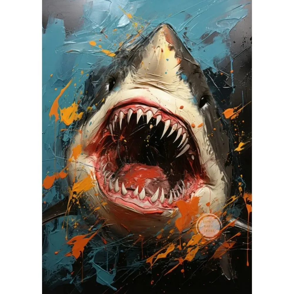 Great White Shark Ocean Giants Canvas Art - Nature Wall Decor Poster