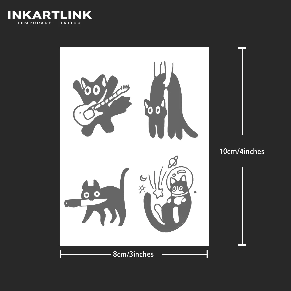 Cute black cat Temporary Tattoo,Lasts To 15 Days New Technology Magic Waterproof Semi Permanent Sticker. 4