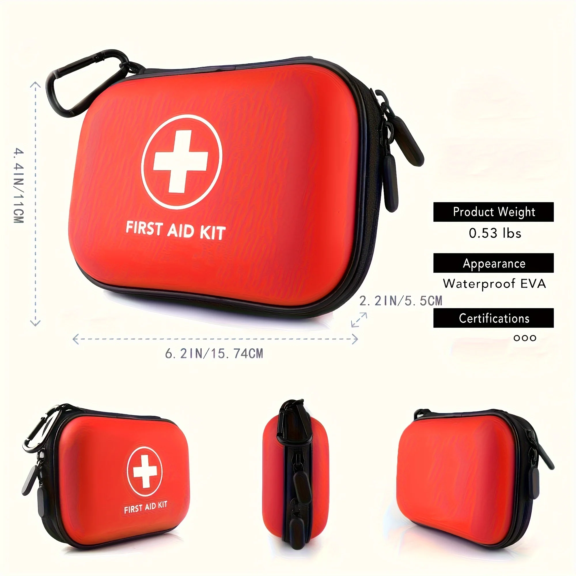 First Aid Kit Complete, 104Pcs Water-Resistant Hard Shell Small Case. Perfect For Travel, Outdoor, Home, Office,Camping, Hiking 3