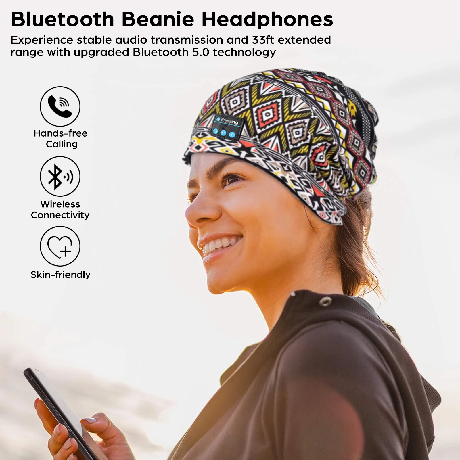 Wireless Bluetooth Headphones Hat Breathable Sports Music Cap Headset Comfortable Handsfree Call for Men&Women Running Riding