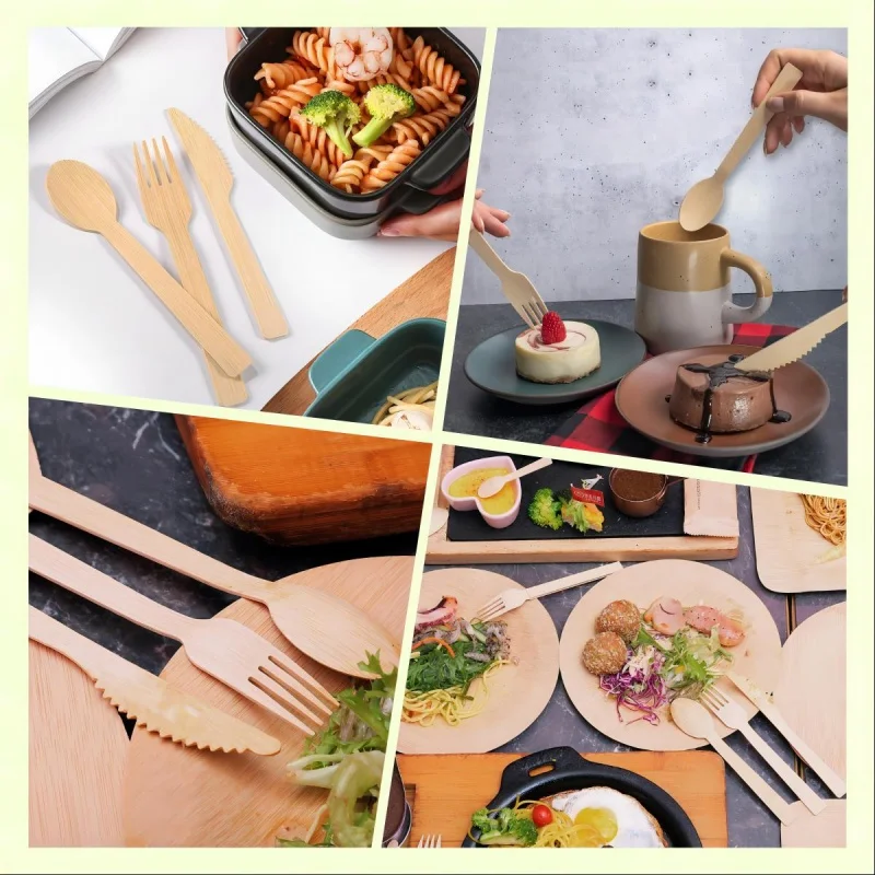 Eco-friendly travel bamboo cutlery set: High-quality disposable knife, fork & spoon for on-the-go dining