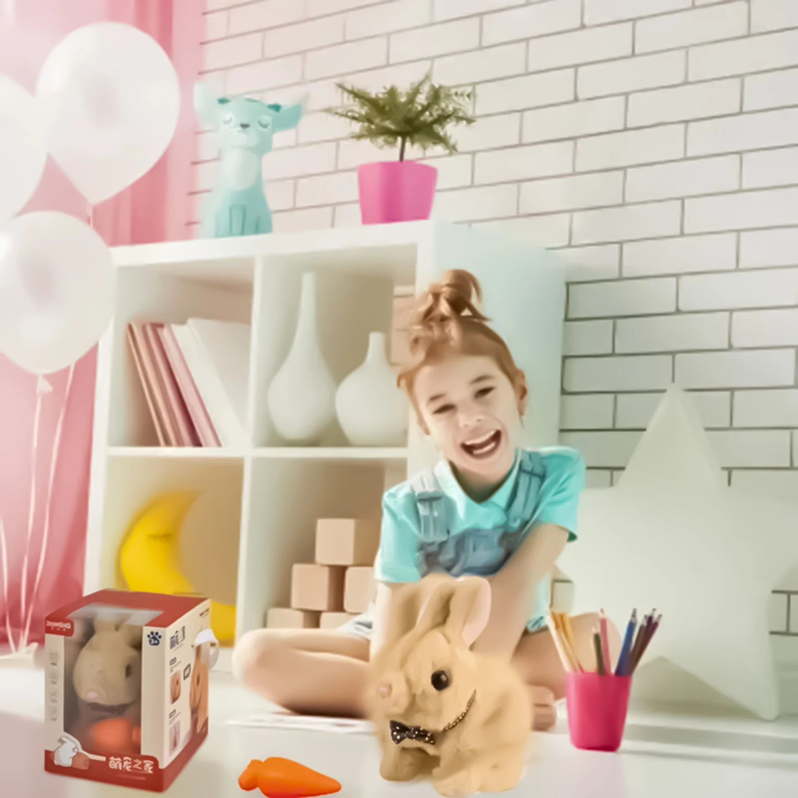 Easter Rabbit Toy Electronic Interactive Pet Plush Bunny Cute Soft Robot Bunny That Walk And Sound Companion Animal for Kids