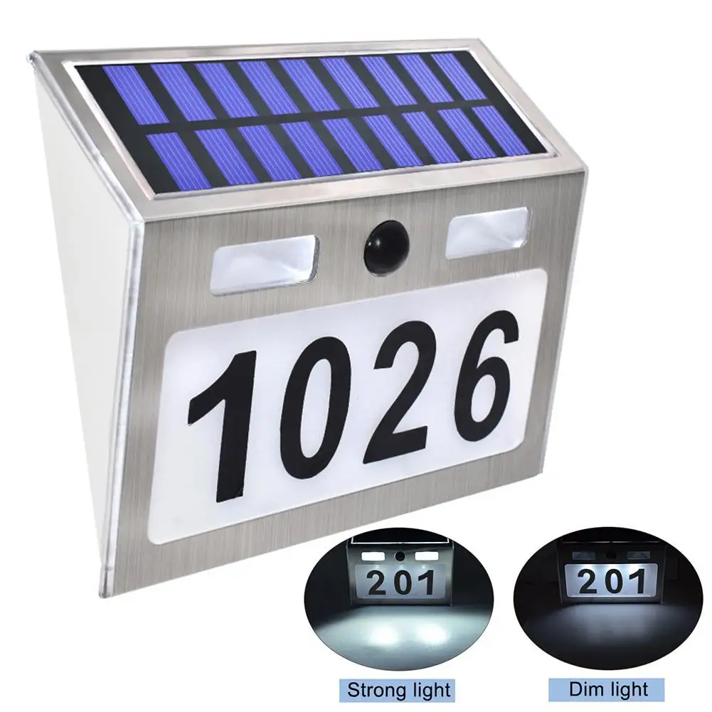 

House Number Doorplate Digital Solar Light LED Door Number Address Digits Wall Mount Number LED Light Motion Sensor Doorplate