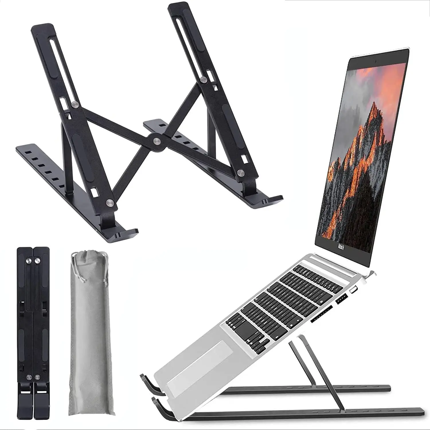 Colapso Alumínio Dobrável Laptop Stand, Suporte para Notebook, Suporte para Macbook Air Pro, Acessórios Xiaomi, 10 a 15,6 polegadas