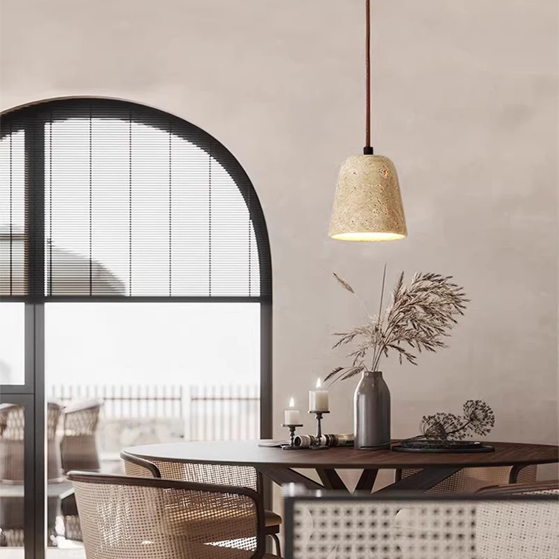 일본식 노란색 석조 펜던트 램프, 침실 머리맡 펜던트 조명, 디자이너 레트로 레스토랑 통로 펜던트 램프