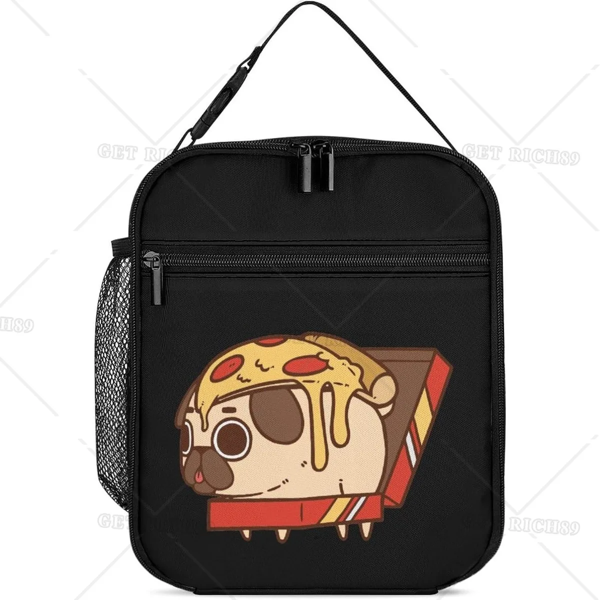 

Изолированная сумка для ланча с изображением мопса щенка Burrito для женщин и мужчин, многоразовый милый Ланч-бокс с карманом, сумка-тоут для работы и путешествий