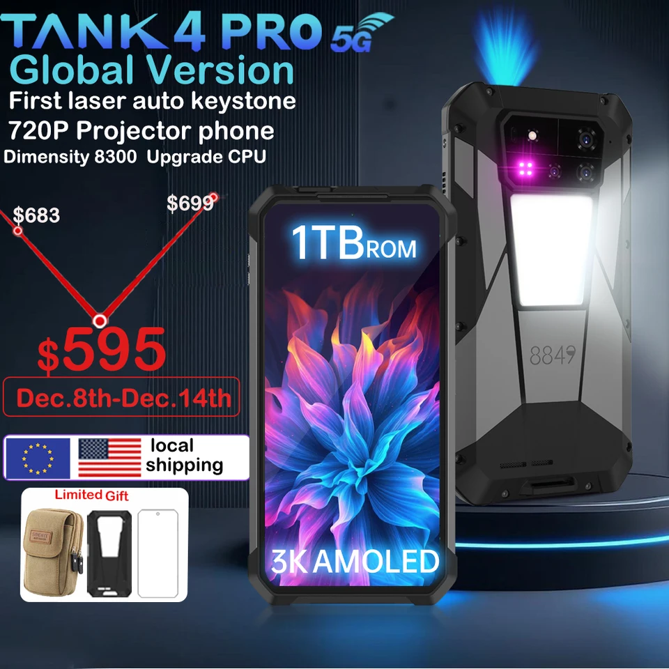 8849 Tank 4 Pro Unihertz 5Gタフネスプロジェクタースマートフォン
