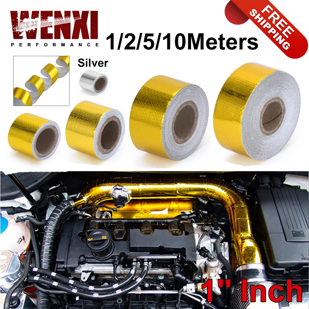 Heat Reflective Tape Wrap - 2 Pack, 33ft Each, Self-Adhesive Gold High Temperature Protection