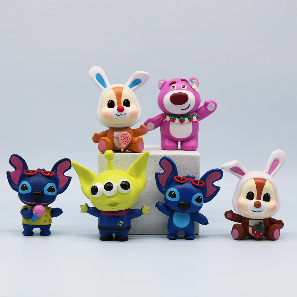 Juguete de animación de para niños, figura de Stitch, super lindo, chico de tres ojos, toy Story, oso de fresa, muñeca Chichitit