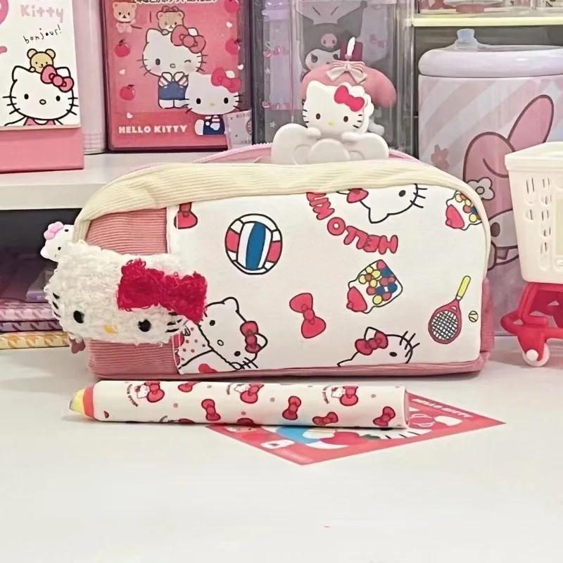

Kawaii Sanrio Anime Hello Kitty Cute Cartoon Pattern Large Capacity Multi-layer Student Stationery Pencil Bag Gifts for Girls