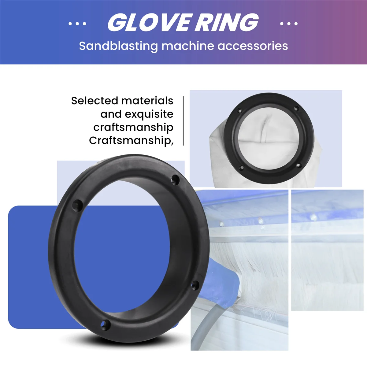 200 мм пластиковое уплотнительное кольцо для пескоструйных перчаток, запчасти для шкафа пескоструйной обработки
