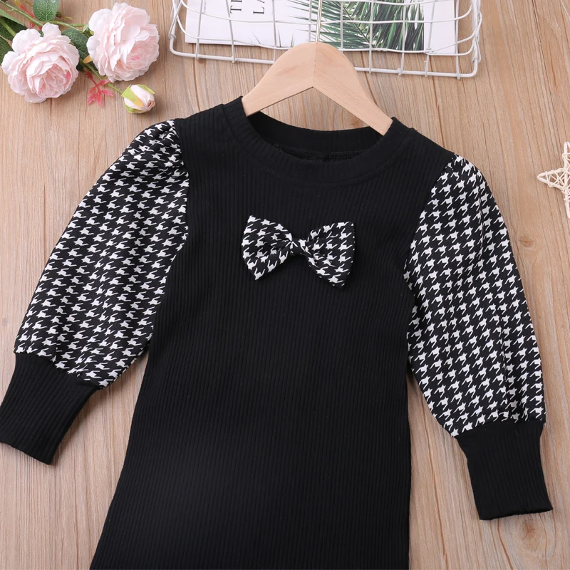 Humor Bear Long Sleeve Children Dress Autumn Fashion Style Baby Girls Dress Party Princess Kids Children Clothes