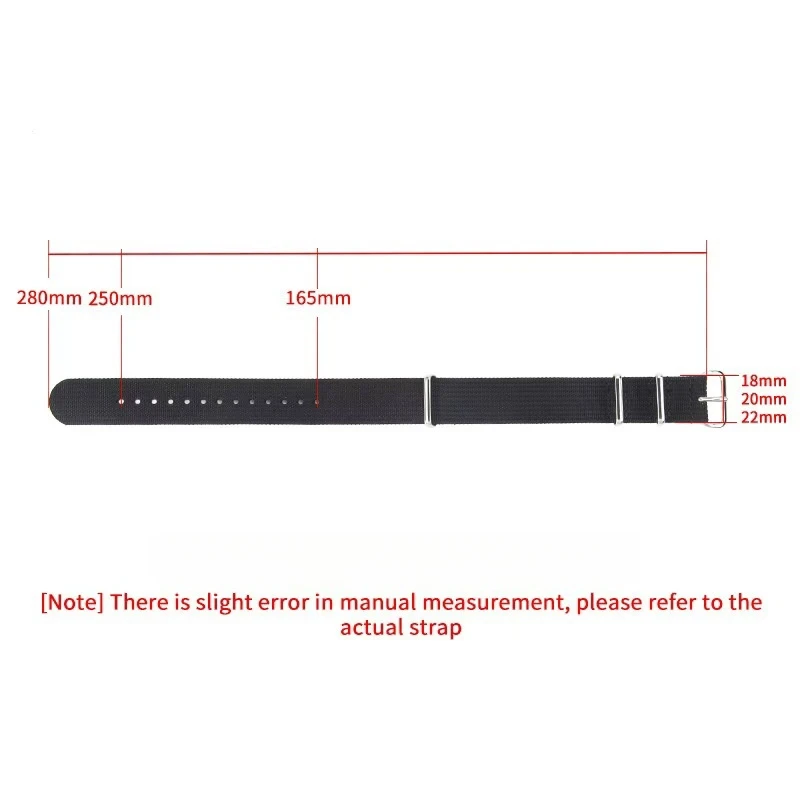 Nylon Watch Strap with Lockstitch Border, 20mm/22mm, NATO Style Bracelet