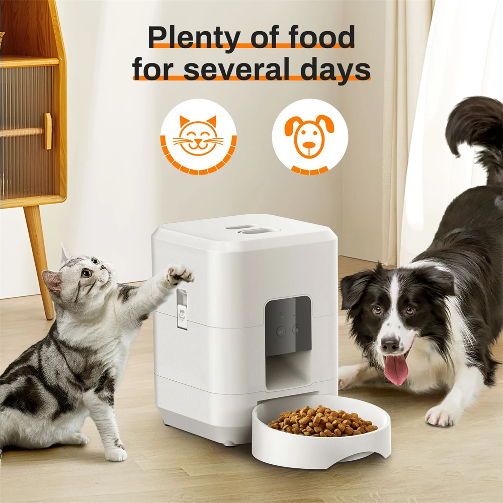 2L WIFI Button Automatic Cat Feeder Intelligent Cat and Dog Pet Feeder Smart Pet Cat Food Dispenser Pet Feeder(No 5V 1A plug)