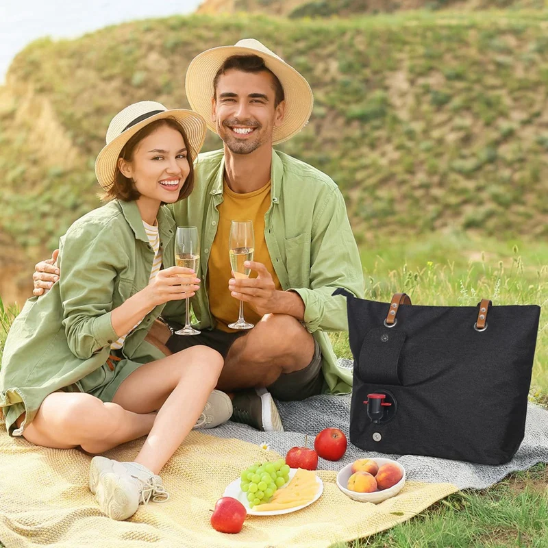 Wine Tote Bag, Beach Cooler For Travel Gift, Leakproof Insulated Purse Carrier With Spout Compartments