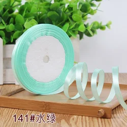 Luxurious Silk Satin Ribbon - 25 Yards of 1/4'' Single Face for Elegant Decor & Crafting (Aque green)