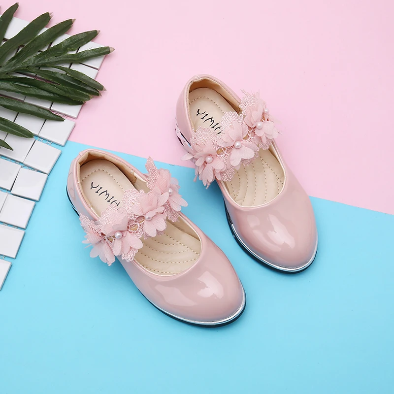New Kids Shoes Girls Shoes Spring Autumn Princess Leather shoes Wedding Party for Girl Red pink White 3 4 5-14T
