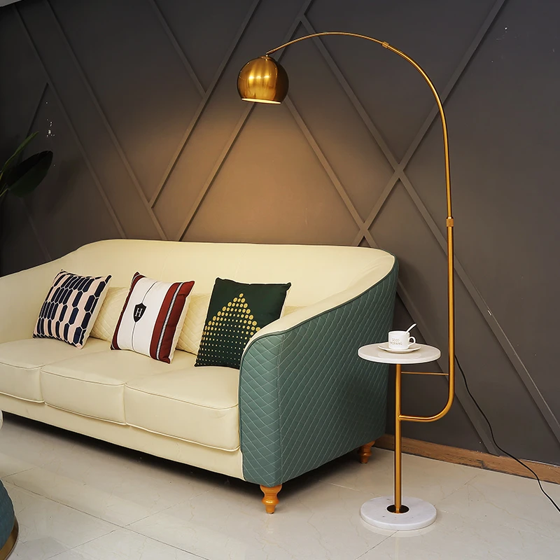 Gold Led Floor Lamps Corner Standing Lamp With Round Table Art Deco Living Room Hotel Bedroom