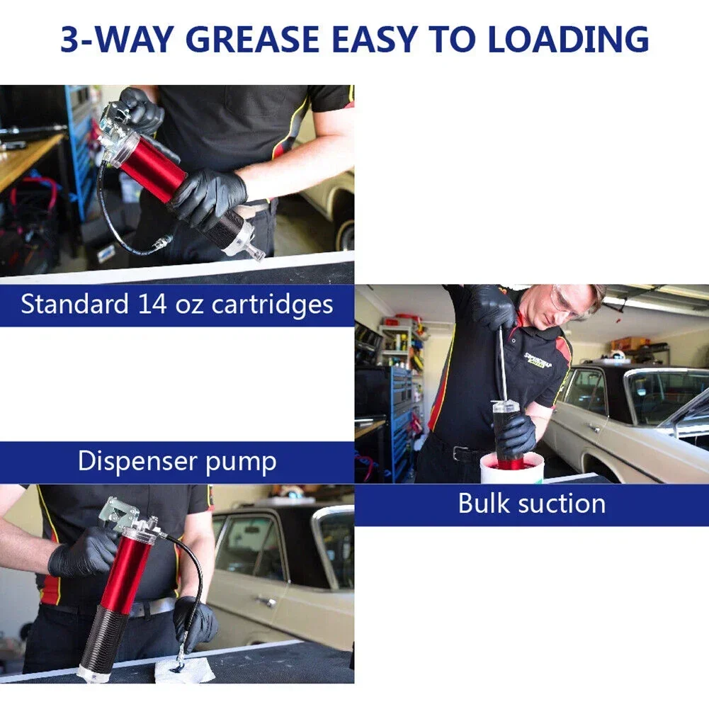 7000PSI Oil Grease Gun Kit Manual Pistol Grip High-pressure Pumping Coupler 400CC Greasing Injection Heavy Duty Maintenance Tool