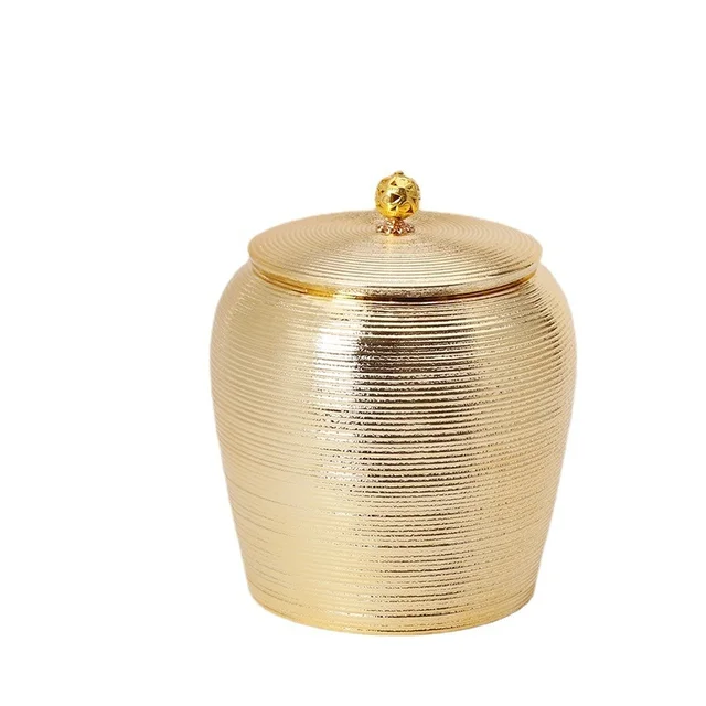 Luxus Arany Kerámia Tárolóedény Porcelán Lezárt Doboz Nagy Kapacitású Étel Konténer Kávébabe Tea Caddy Kézműves Díszek Ajándék - Image 6