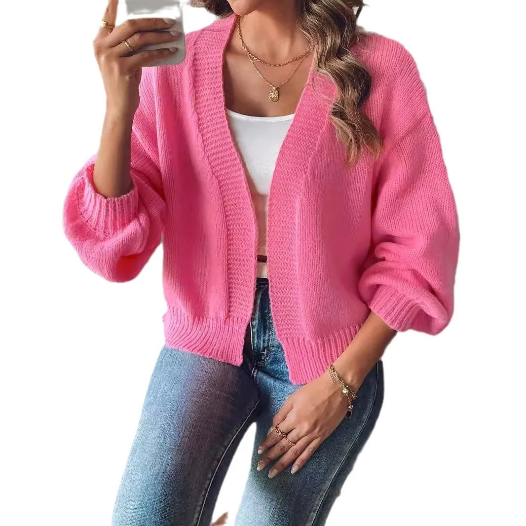 Women Casual Solid Color Knitted Sweater Cardigan