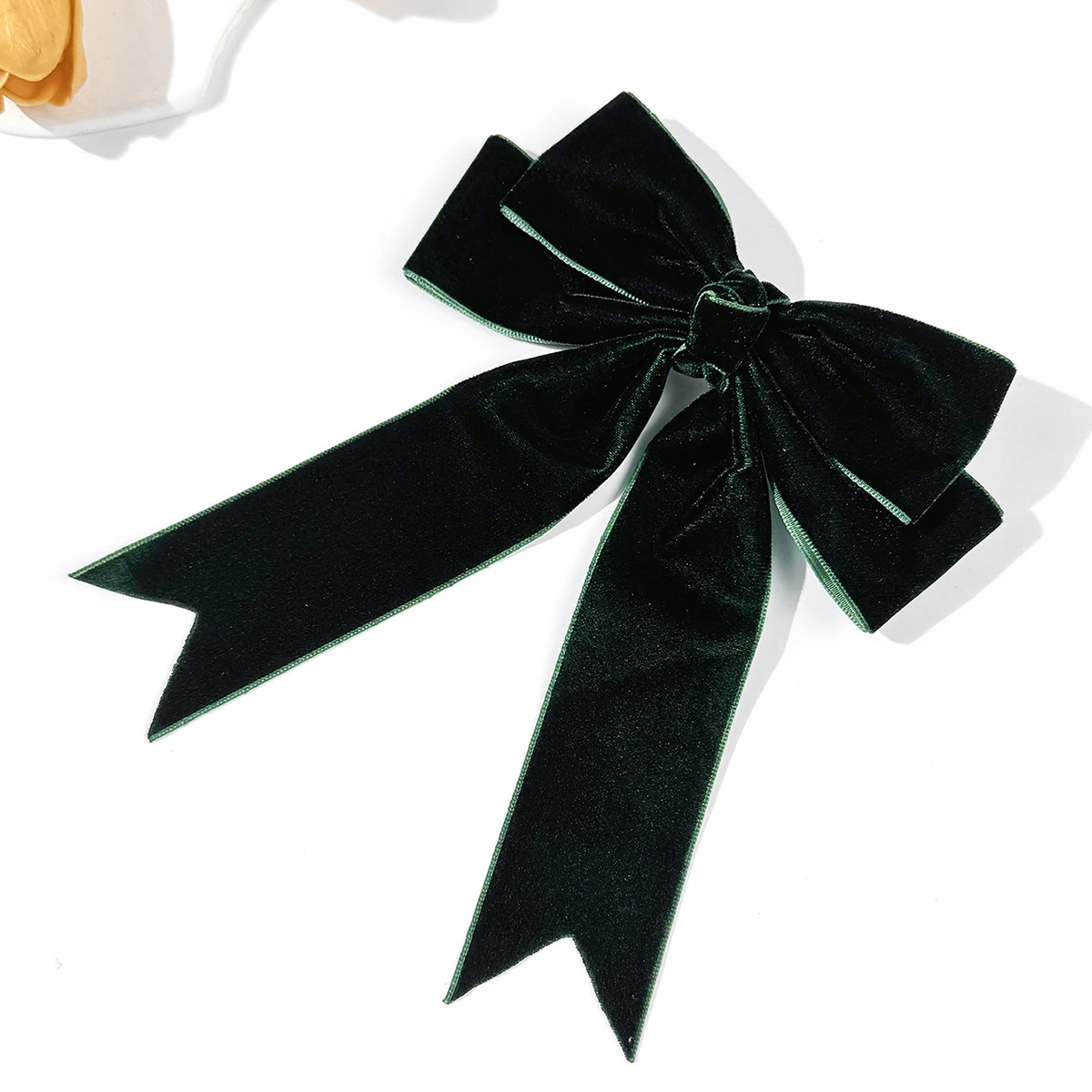 Elegant Solid Color Velvet Bow Ribbon Hair Clip - Timeless Accessory