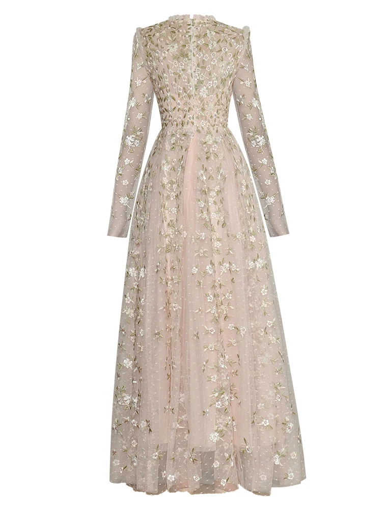 QMQA Fashion Women's Solid Embroidery Sequin Design Dresses Dress Round  Neck Long Sleeve High Waist Elegant Dress Autumn 1A297 - AliExpress  200000345