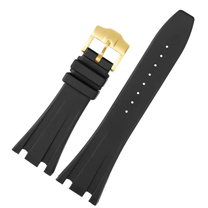 

HAODEE Black Silicone rubber Watchband For Audemars for Piguet Strap 28mm Watch AP Band Men's Bracelet butterfly buckle