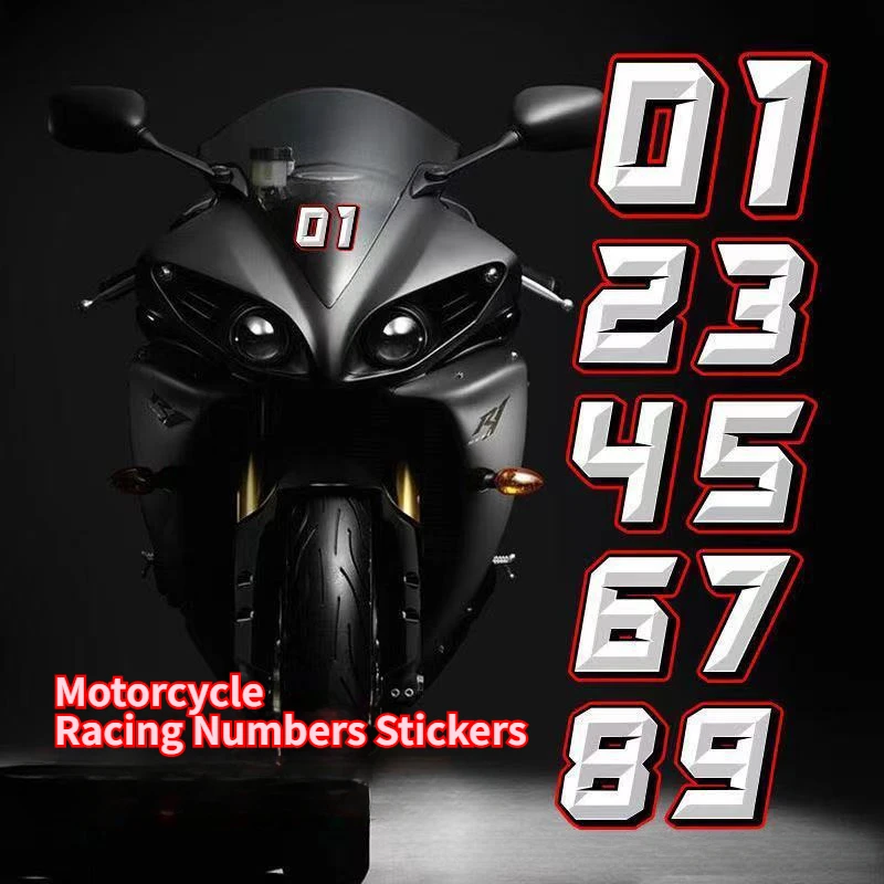 Motorcycle Racing Number Stickers DIY Reflective 3D Realistic Motorcycle Head Decals for Motorcycle off-road vehicle Accessories motorcycle racing number stickers diy reflective motorcycle helmet head decals for motorcycle off road vehicle 0 9 digital